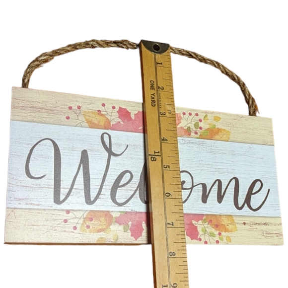Wincraft Autumn Leaves Watercolor Style Wooden Welcome Sign with Rope Ha… - Picture 5 of 6